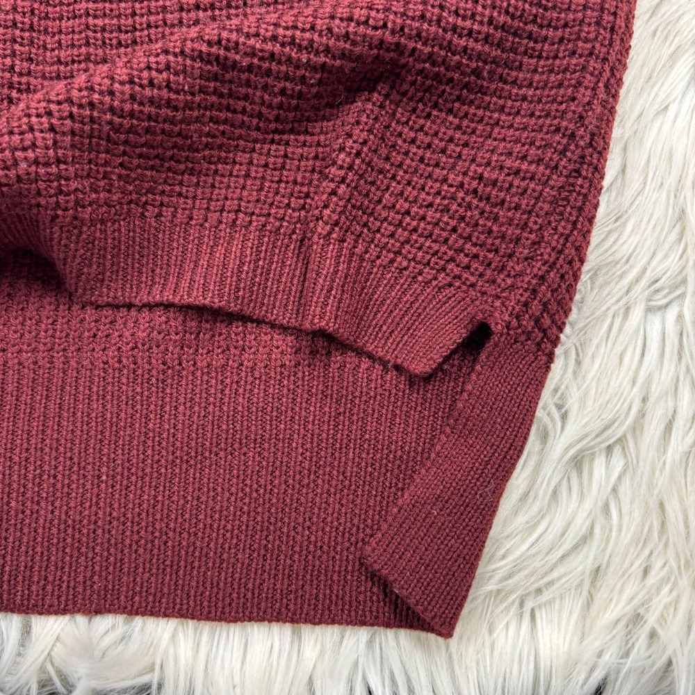 Aritzia Wilfred Free Women's M Burgundy Merino Tunic Sweater CAM7-3409 Waffle - Picture 2 of 6